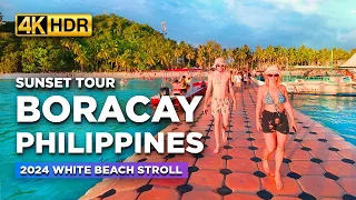 BORACAY ISLAND Philippines 2024 🇵🇭 |  SUNSET Walking Tour Along the BEST White Beach!【4K HDR】
