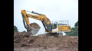 Liebherr R970 moving earth on a road building project