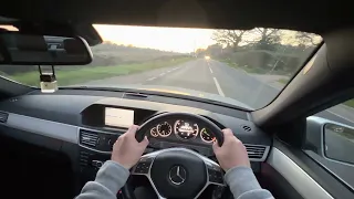 POV Driving MAN - British countryside roads - Mercedes E class W212 sport mode test - 4K