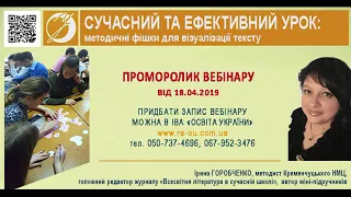 «Сучасний та ефективний урок: методичні фішки для візуалізації тексту»