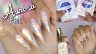 AURORA NAILS! | Hard Gel Stiletto Nails | 2021 Nail Trend