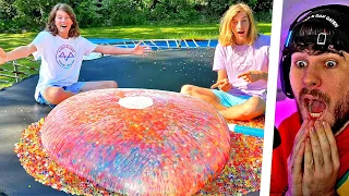 TRAMPOLIN vs RIESEN ORBEEZ WASSERBOMBE! (500.000)