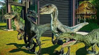 BLUE Y VELOCIRAPTOR DE JURASSIC WORLD! los dinosaurios velociraptores Jurassic World Evolution 2