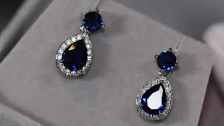 Sapphire blue diamond earrings, Blue diamond earrings