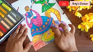 How to draw a Traditional Girl with Dandiya Dance | Indian Girl drawing | girl drawing | Navratri