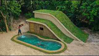 30Days Building Hobbit House with Swimming Pool And Decoration Underground Room