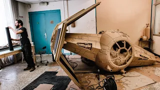 Building Vader's TIE Fighter out of cardboard [full build time-lapse]