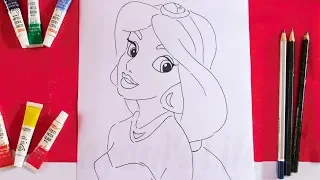 How to Draw Princess Jasmine - Disney's Aladdin | Easy Step by Step Drawing | Lesson for Kids