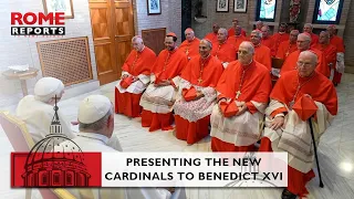 The 20 new cardinals greet Pope Emeritus #BenedictXVI together with Pope Francis