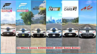 Koenigesgg Jesko Comparison in Horizon 5, FH4, Motorfast, The Crew 2, Project Cars 3, Assetto Corsa