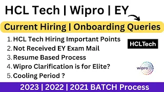 Wipro Clarification is for Elite | Not Received EY Exam Mail | HCL Hiring Queries | 2023 | 2022