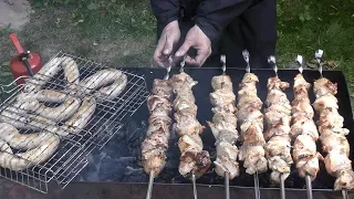 Pork Skewers, Sausages, Chicken Wings and More. Minsk Street Food, Belarus