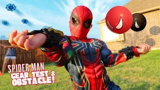 Little Flash Runs the Spider-Man Obstacle Course!