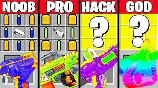 Minecraft Battle: NERF GUN WAR MOD CRAFTING CHALLENGE - NOOB vs PRO vs HACKER vs GOD Funny Animation