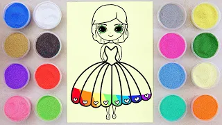 Sand painting princess in a beautiful dress coloring