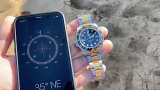 Using a Rolex GMT-Master II as a Compass
