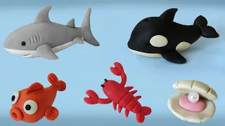 🔴 Making MINIATURE OCEAN / SEA ANIMALS Compilation - Easy Polymer Clay,  Fondant cake Tutorial DIY