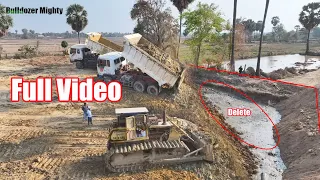 Full Video, Filling Up The Land huge, Bulldozer Push Soil & Stone, Dump Truck Unloading