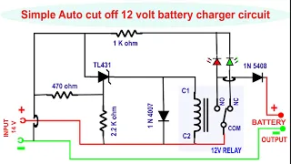 Auto cut off 12 volt battery charger circuit