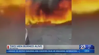 Two men shout in agony as they burn alive