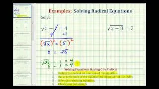 Ex 1:  Solve a Basic Radical Equation - Square Roots