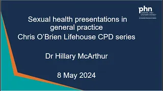 Common sexual health presentations in general practice. 8 May 2024