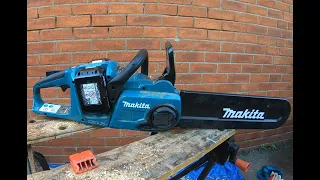 Makita DUC353Z BATTERY chainsaw verses Stihl MS181petrol saw, power and run time test!