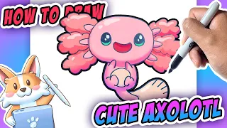 How to Draw a Cute Axolotl Easy step-by-step!