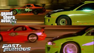 The Fast and the Furious Dom and Brian Race GTA 5 Comparison