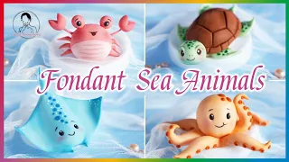 Fondant Sea Animals Cake Topper｜Under the Sea Cake Decorating Ideas｜Sea Theme Cake Topper｜翻糖海洋动物