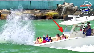 Boat Out of Control Kids on Panic Mode Haulover Inlet Boats