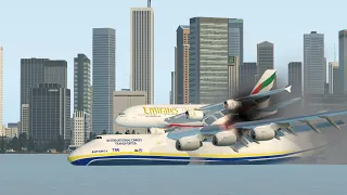Antonov An-700 Carry Airbus A380 Emergency Landing On Water | X-Plane 11