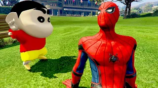 GTA V Shinchan Spiderman Funny jump fail moments (euphoria physics showcase)