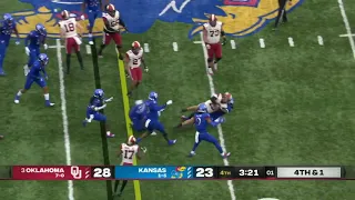 Caleb Williams strips ball from teammate to get first down Oklahoma vs Kansas 2021