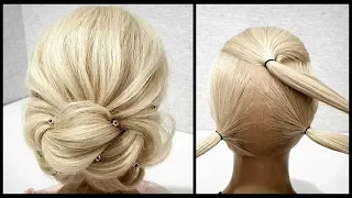 Быстрая Объемная вечерня прическа из резинок.Пошагово!Fast Volumetric Vespers hairdo. Step by step!