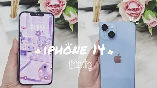 Aesthetic iPhone 14 blue unboxing (2022)✨ + setup🌸