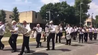 Brass band playing The A-Team theme tune at Witney Carnival