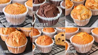 6 easy muffins recipes anyone can make! Soft, fluffy and delicious! Easy Baking.