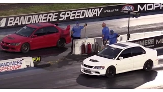 Two Built Evos Drag Race EVO 8 vs EVO 9