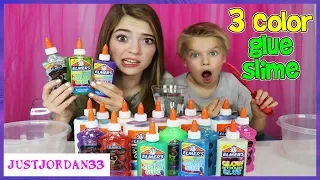 3 Colors Of Glue Slime Challenge! / JustJordan33