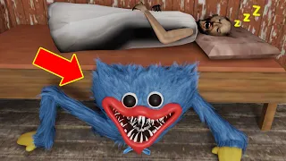 Huggy Wuggy monster under my bed vs Granny Grandpa  - horror animation