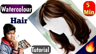 Hair drawing in Watercolour/ How To draw Hair in watercolour/hair drawing tutorial #watercolour #art