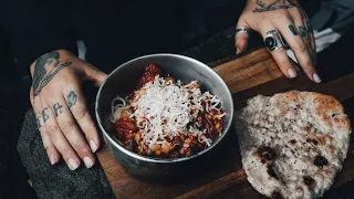 ASMR cooking outdoors | No Music | Heavy rain on a tarp sounds | Trangia Cooking | Bushcraft meal |