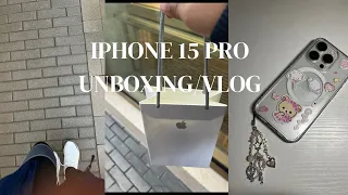 iPhone 15 pro white titanium unboxing and vlog (silver)