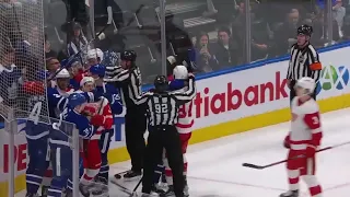 Detroit Red Wings and Toronto Maple Leafs scrum