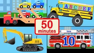 Vehicle, Car, and Truck for Kids Collection - 50 Mins of Baby, Toddler, Preschool Learning Videos