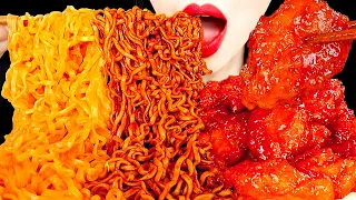 ASMR SPICY BLACK BEAN NOODLES CHEESE FIRE NOODLES FRIED CHICKEN 짜장불닭볶음면, 양념치킨 먹방 MUKBANG 咀嚼音