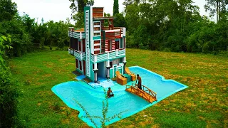 "DIY Luxury: How We Built a 3-Story Mud Mansion with Dream Pool!"