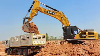 ชมกันต่อกับหนุ่มหล่อระดับ 50 ตัน คันนี้ไซร์ใหญ่เบอร์ 56 กับทีมรถสิบล้อ#excavator#sany