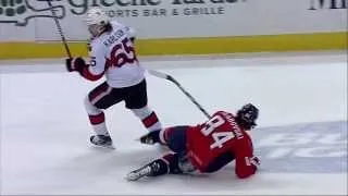 Karlsson drops Grabovski with open ice hit